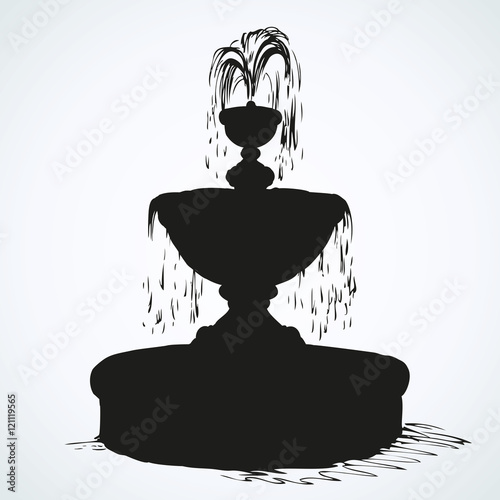 Old fountain. Vector drawing