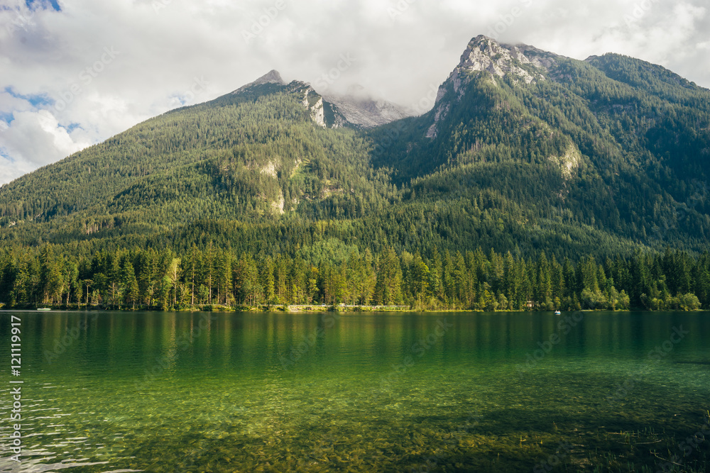 Hintersee lake and mountains on background