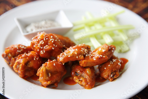 Buffalo wings fried chicken with spicy sauce