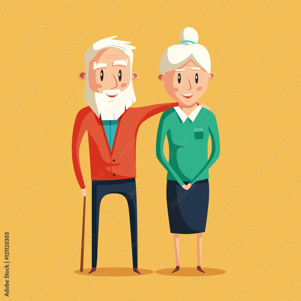 Happy grandparents. Vector cartoon illustration Happy grandparents. Vector cartoon illustration