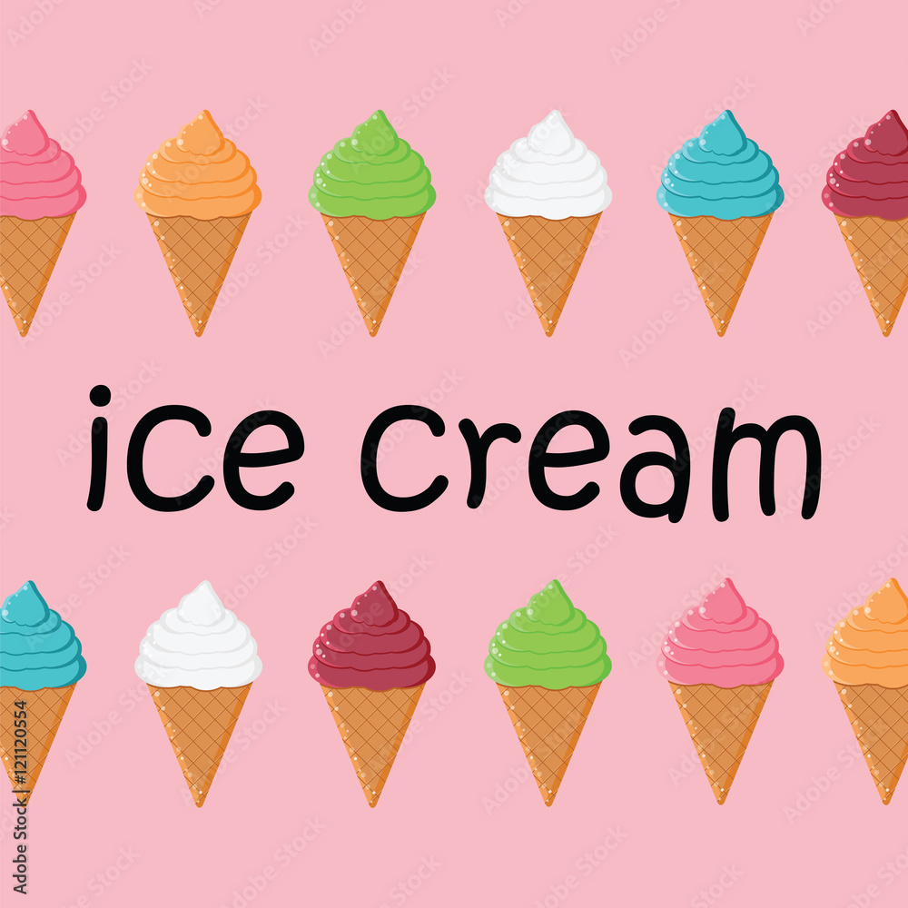 Collection of ice cream.Set of ice cream cones Collection of ice cream.Set of ice cream cones