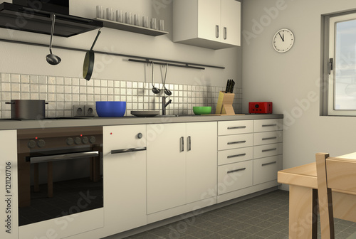 a homely kitchen with utensils  3d rendering 