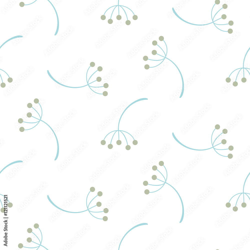 Obraz premium Dandelion white fine seamless pattern illustration. Tender floral pattern for textile or web background.