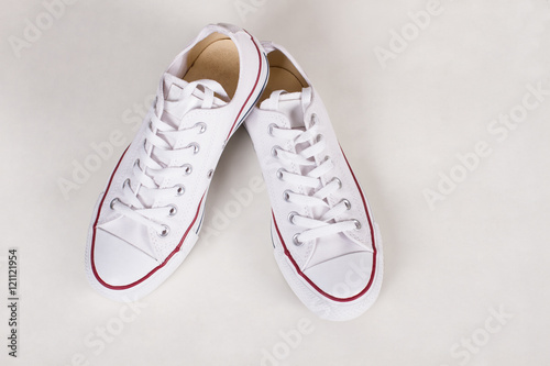 Beautiful new white sneakers for teenagers.