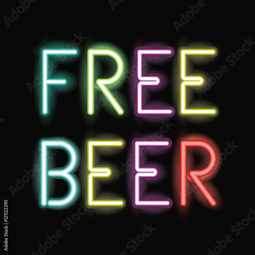 Fotografie Free beer neon font icon