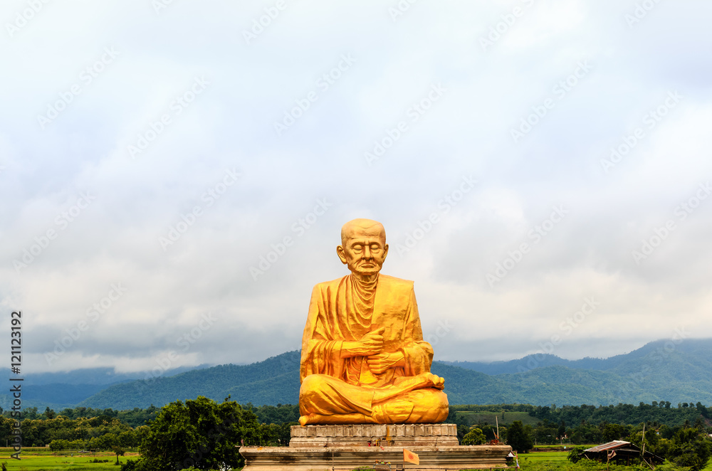 Buddha statue in thai temple northern thailand.