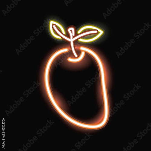 neon mango icon. decoration and advertising theme. Colorful design. Vector illustration