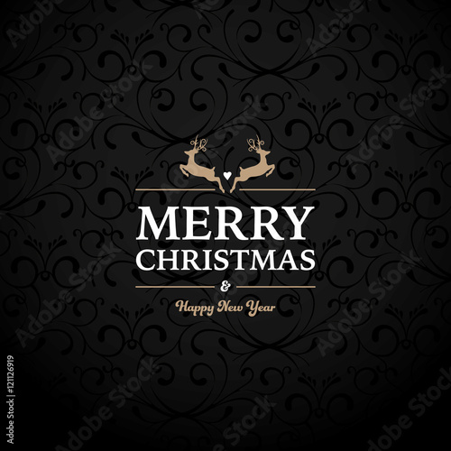 Black Ornament Background with Christmis Decoration