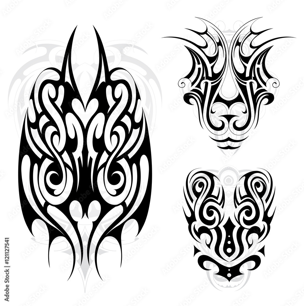Maori tribal tattoo set