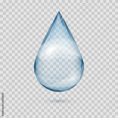 Falling transparent water drop vector isolated photo
