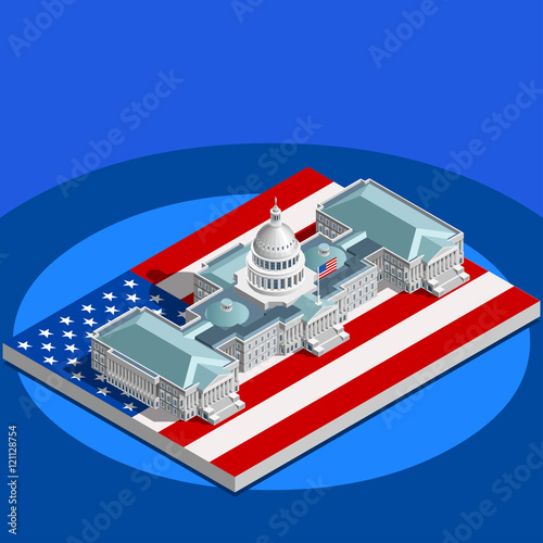 Election Infographic Congress Vector Isometric Building