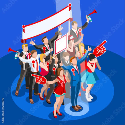 Election Infographic Convention Hall Vector Isometric People