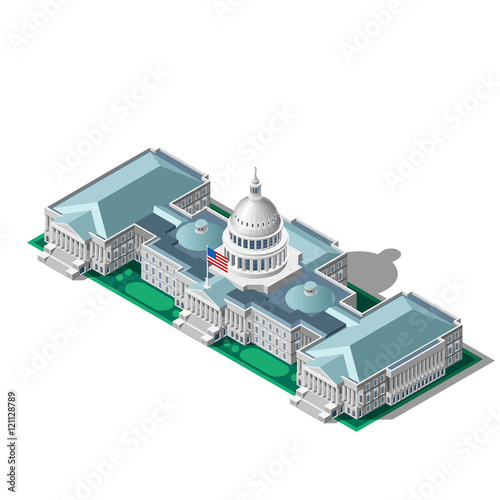 Election Infographic Parliament Vector Isometric Building