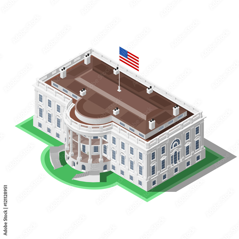 Usa Election 2016 Infographic Us White House Vector Isometric Building
