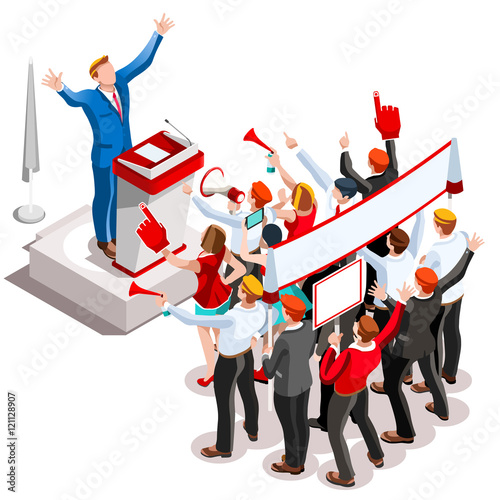 Election Infographic Speaker Podium Vector Isometric People