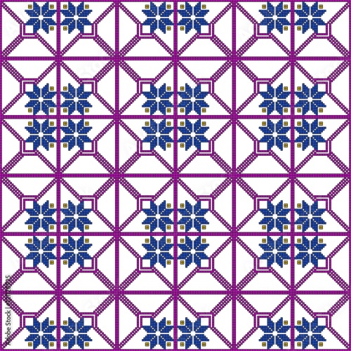 scheme for embroidery abstract floral pattern, made of pixels. Vector illustration.