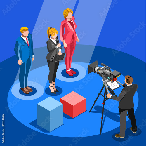 Debate usa Election News Infographic Candidate Vector Isometric People
