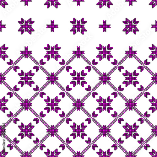 scheme for embroidery abstract floral pattern, made of pixels. Vector illustration.