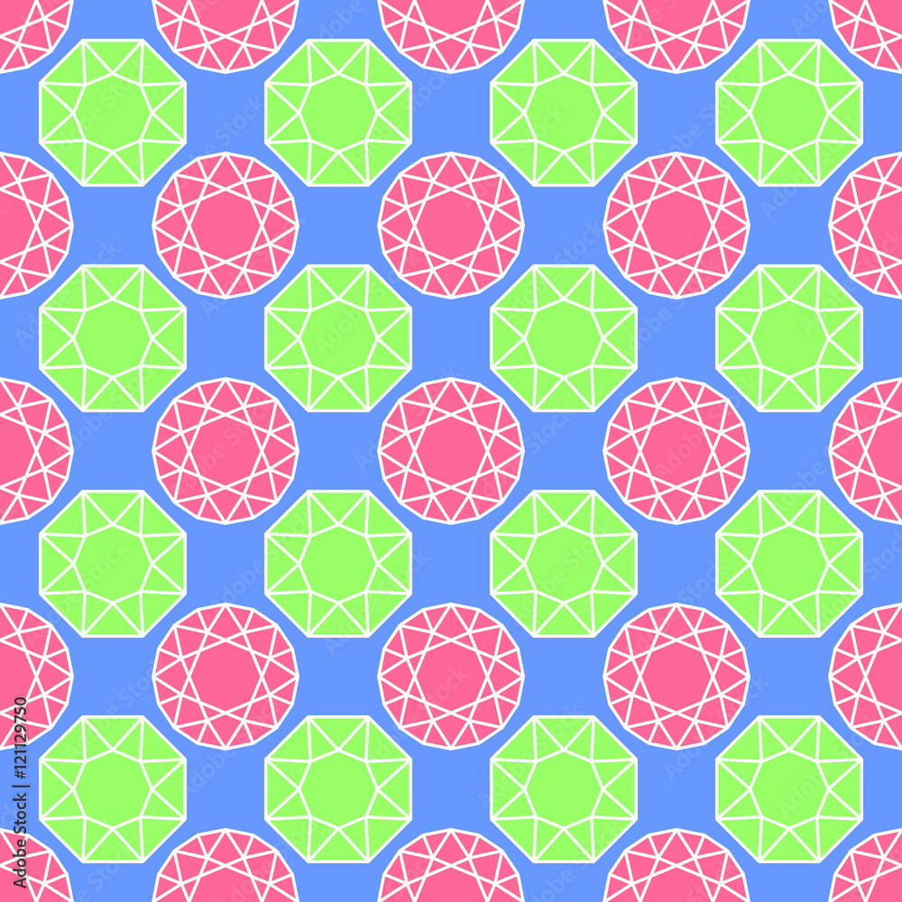 Gemstones are forever, Seamless pattern with gemstones, candy colors, flat design