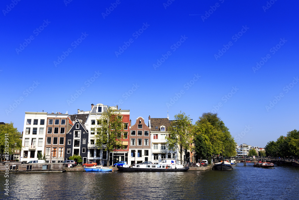 Amsterdam houses alongside the canal