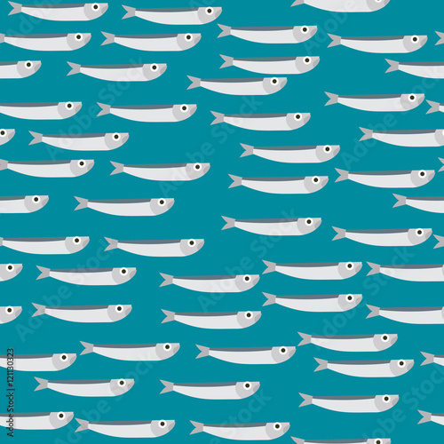 Anchovies seamless pattern. Marine background. Small fish textur