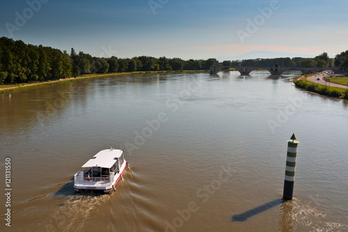 boat on the River Rhone, Avignon , France