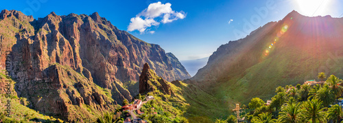 Panoramic aerial view over Masca village, the most visited tourist attraction of  Tenerife, Spain photo