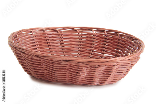 Retro wicker basket on white background