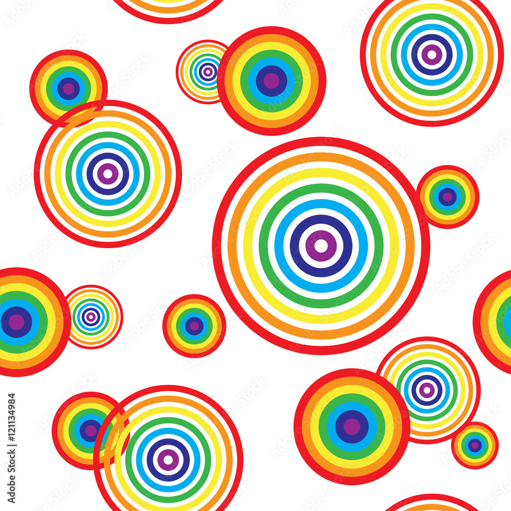Naklejka premium Rainbow colorful rings. Seamless pattern. Vector illustration.