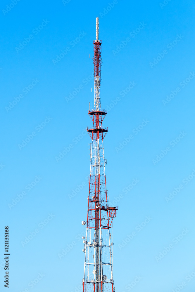 Telecommunication tower over blue sky Telecommunication tower over blue sky