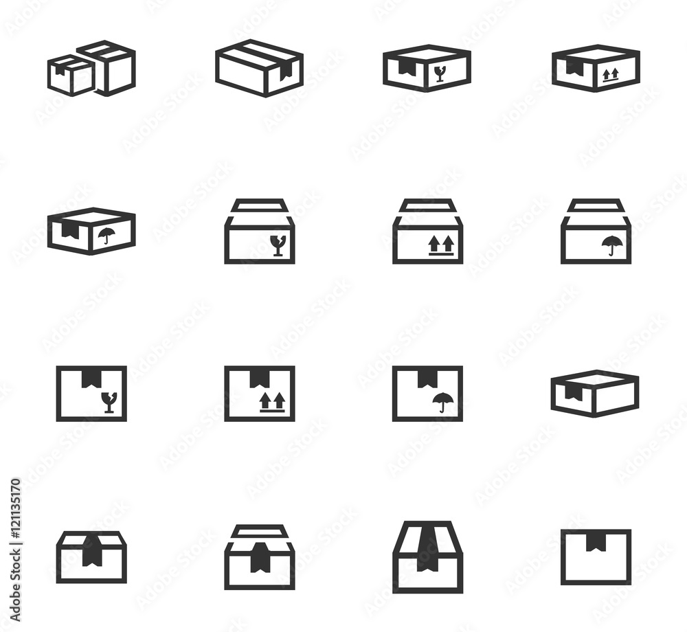 Simple icons set of box Simple icons set of box