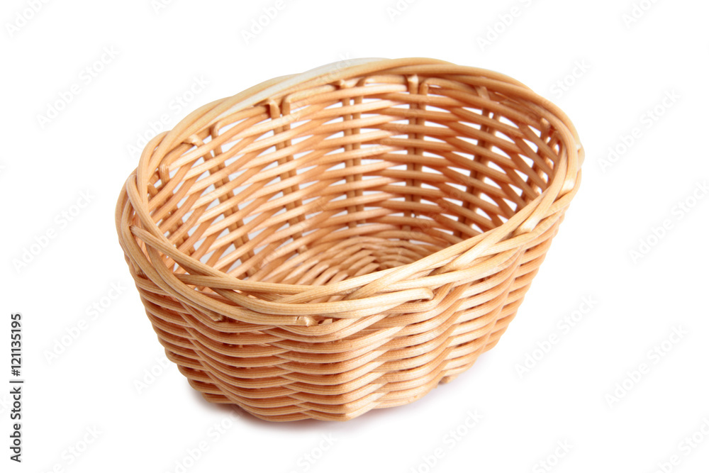 Retro wicker basket on white background