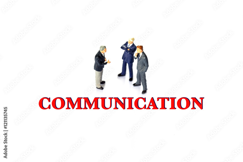 Miniature businessman with communication concept Miniature businessman with communication concept