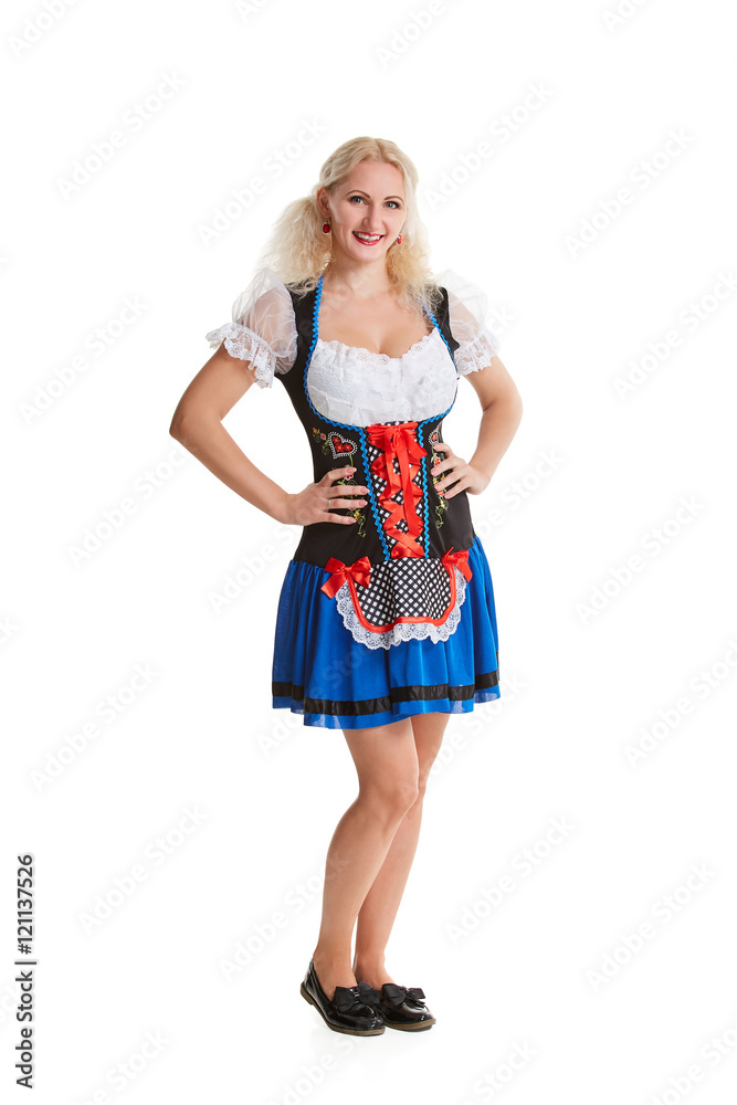 Beautiful young blond girl of oktoberfest beer stein