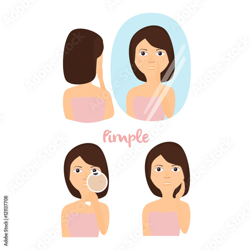 Facial Care , Clean skin.  problems , rashes , acne.Vector