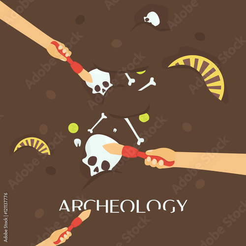Archeology science. Ancient fossils. Discovering a jug, treasure hunters ancient artifacts.