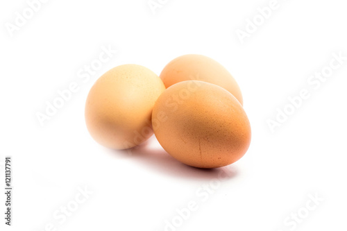 Eggs on white background