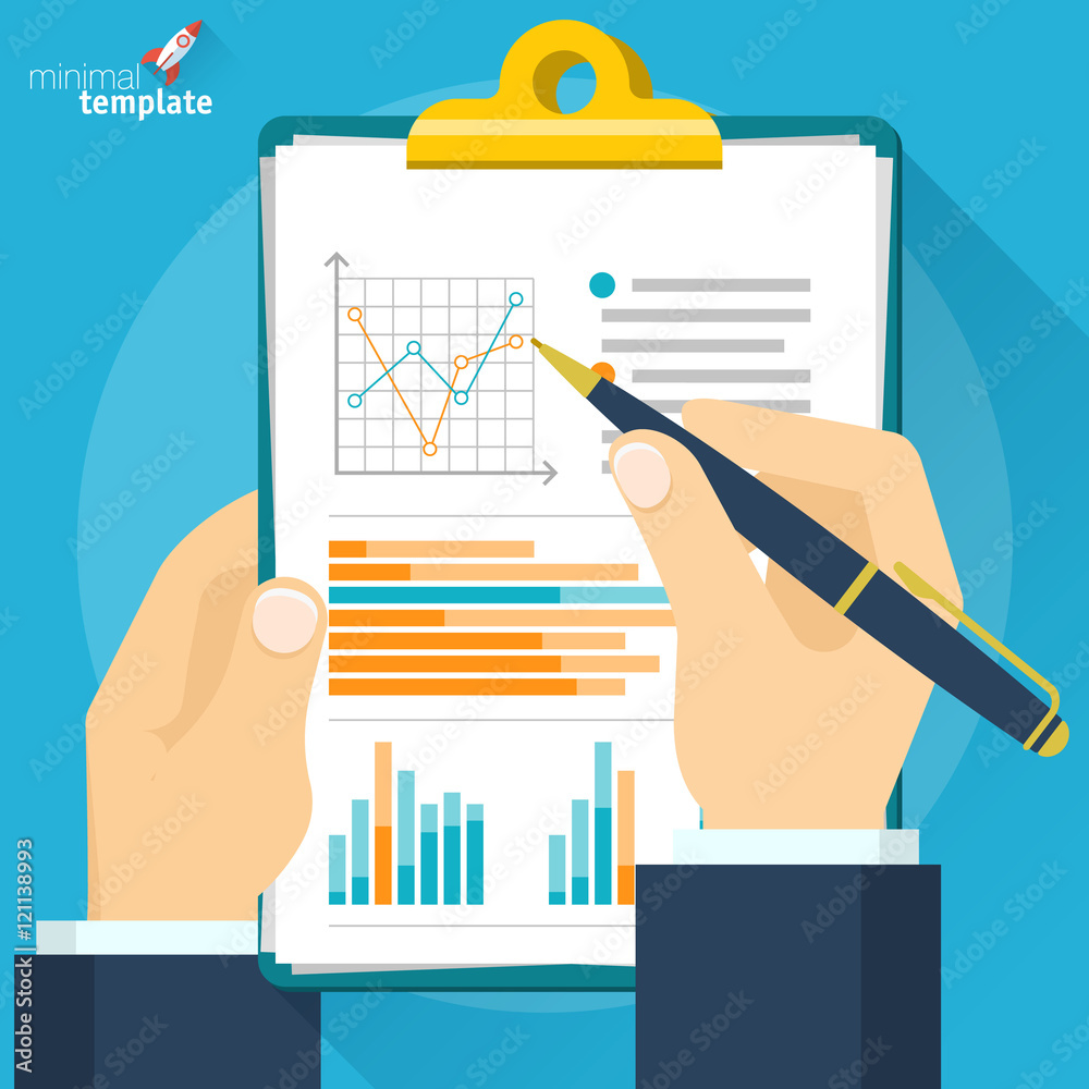 Analytic research and report. Vector mock up.