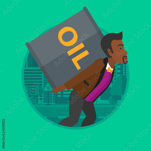 Man with oil can vector illustration.