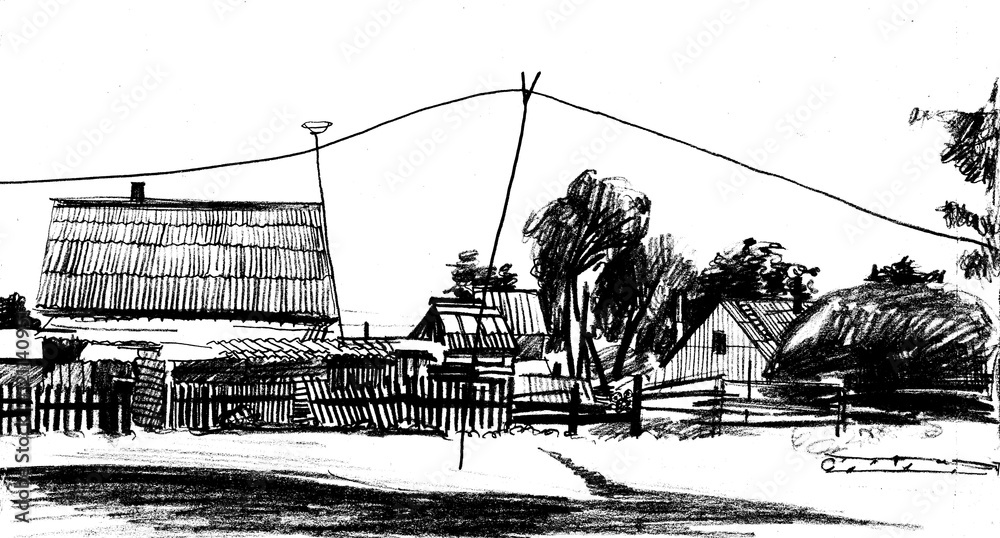 Fototapeta premium Houses in village