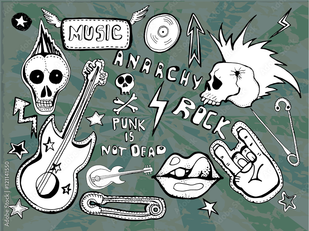 Cute Patches Stickers Collection Punk Dead Hand Drawn Sketches