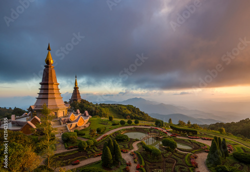Landscape panorama of two pagoda  noppha methanidon-noppha phon
