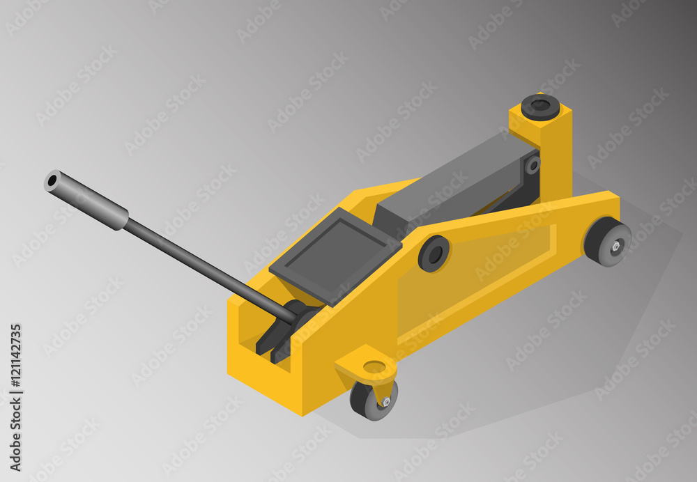 Vector isometric illustration of car jack. Equipment for automotive service.