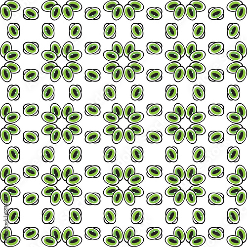 Abstract eyes or pebbles seamless pattern. Green beads or droplets abstract background. Can be used for website design, pattern fill, packaging, clothing, printing on surfaces.
