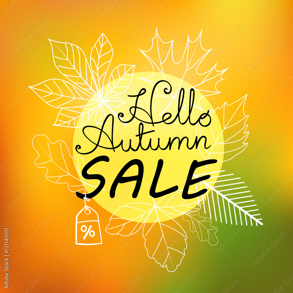 Fototapeta premium Autumn vector illustration. Fall sale banner template