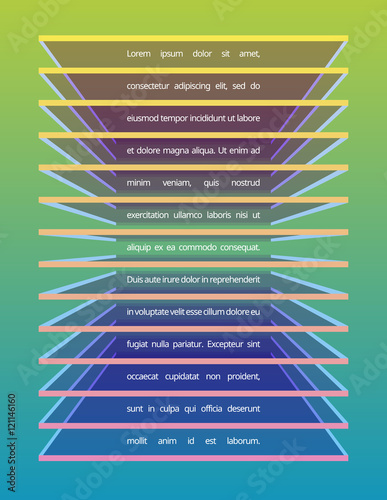 Colorful 3d cubic shape made by transparent layers with gradient edges. Geometric vector illustration. Element of design. Template for a poster.