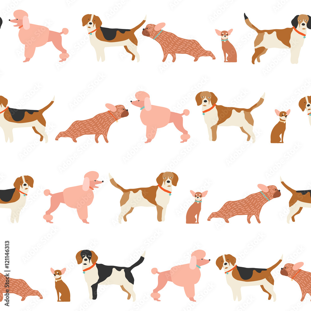 Dog puppy pattern seamless in vector
