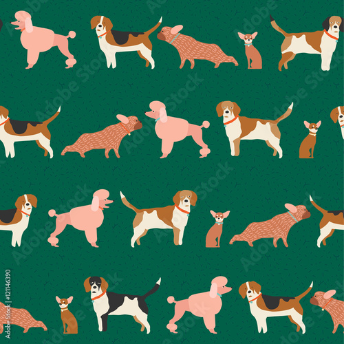 Dog puppy pattern seamless in vector
