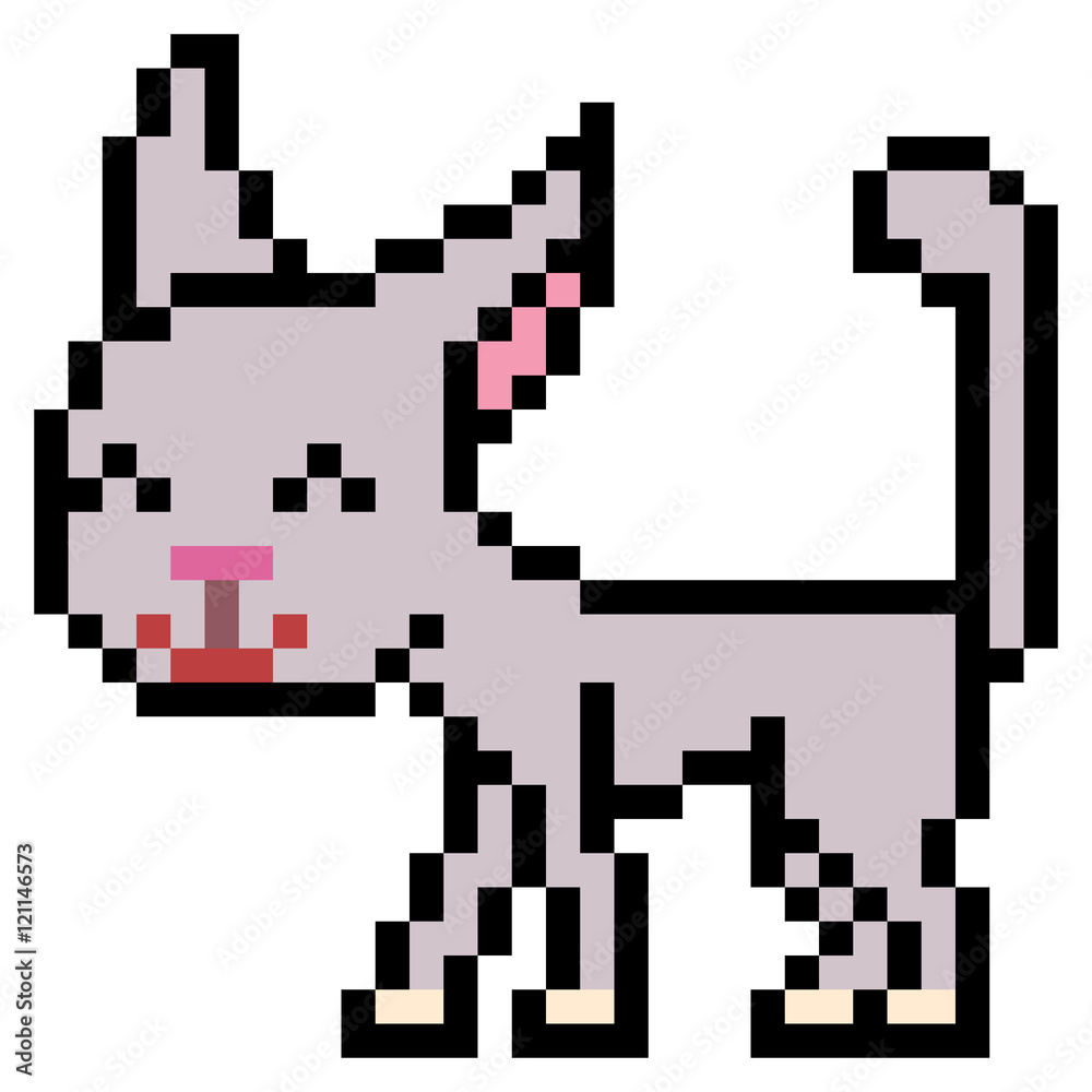 illustration design pixel art cat
