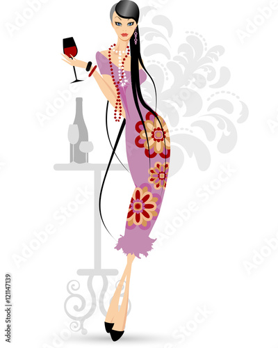 elegant woman in a party wine and cocktail